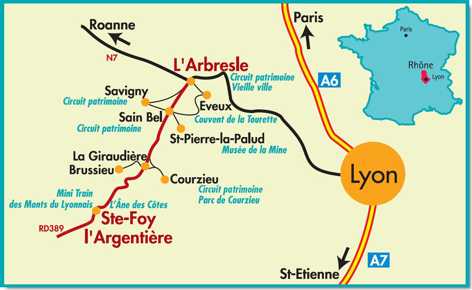 carte d'accès au site du train des monts du lyonnais.